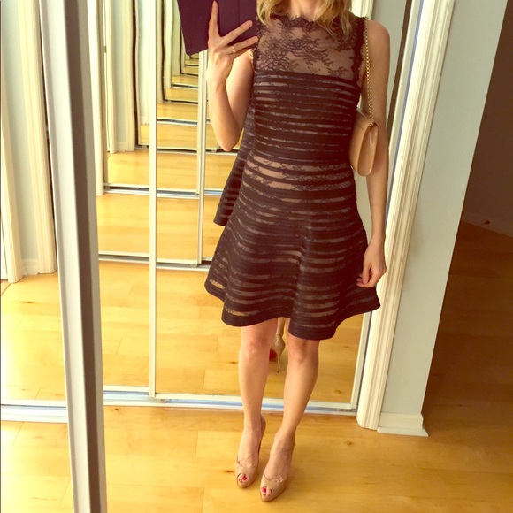BCBGMaxAzria Stripe & Lace Jaqueline Black Dress - Picture 4 of 8